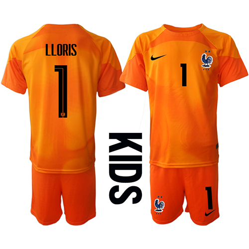 Frankrike Hugo Lloris #1 Målvakt kläder Barn VM 2022 Hemmatröja Kortärmad (+ korta byxor) Frankrike Hugo Lloris #1 Målvakt kläder Barn VM 2022 Hemmatröja Kortärmad (+ korta byxor)